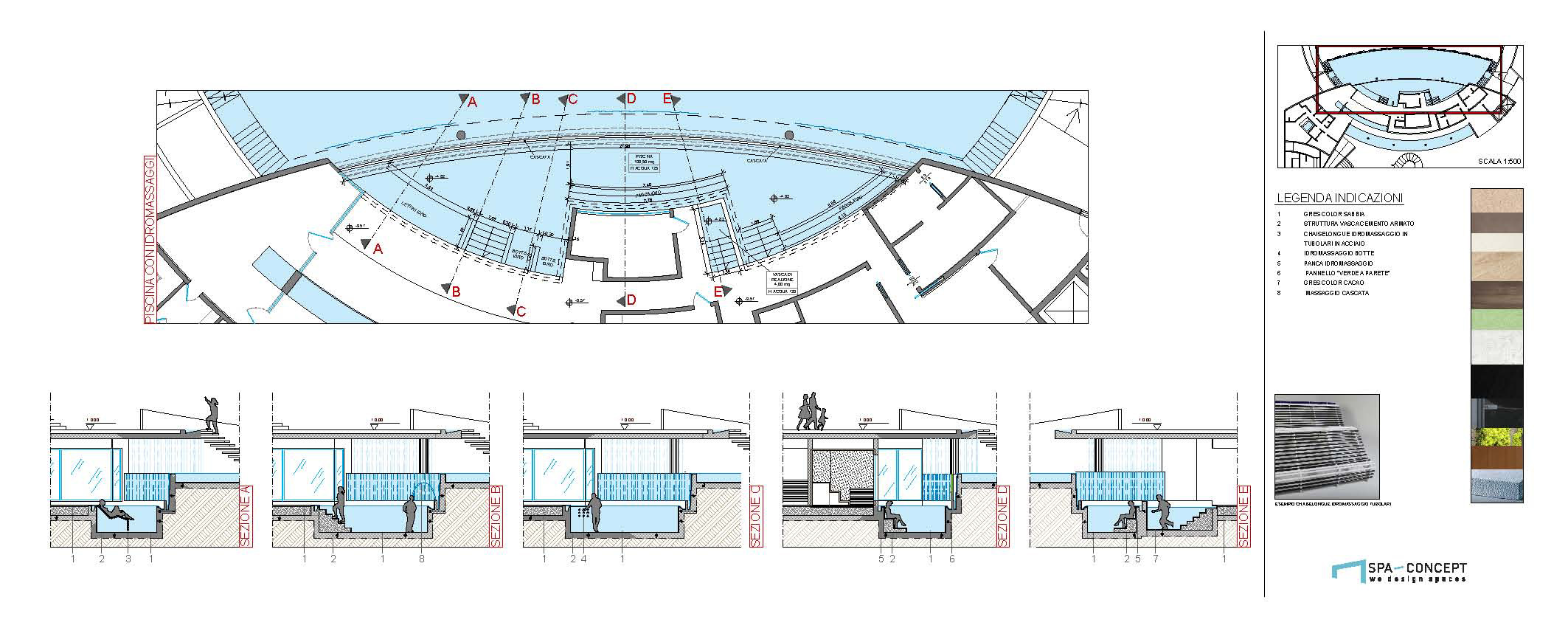 Sezioni architettoniche progetto spa